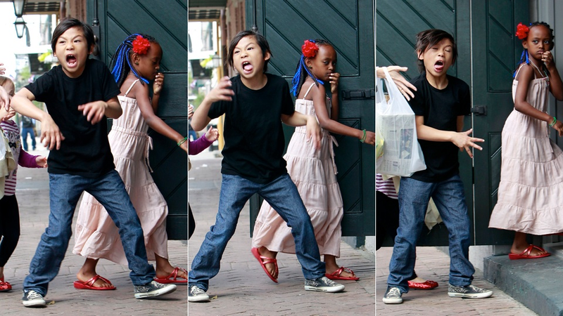 Illustration for article titled Pax Jolie-Pitt Has Attitude; Zahara Jolie-Pitt Has Blue Extensions